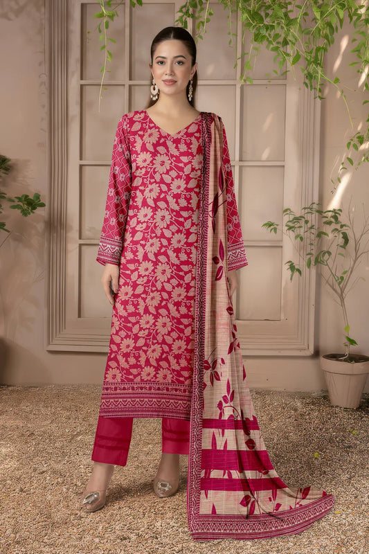 3 Piece Sabeen Premium Khaddar Unstitched Suit - 1107