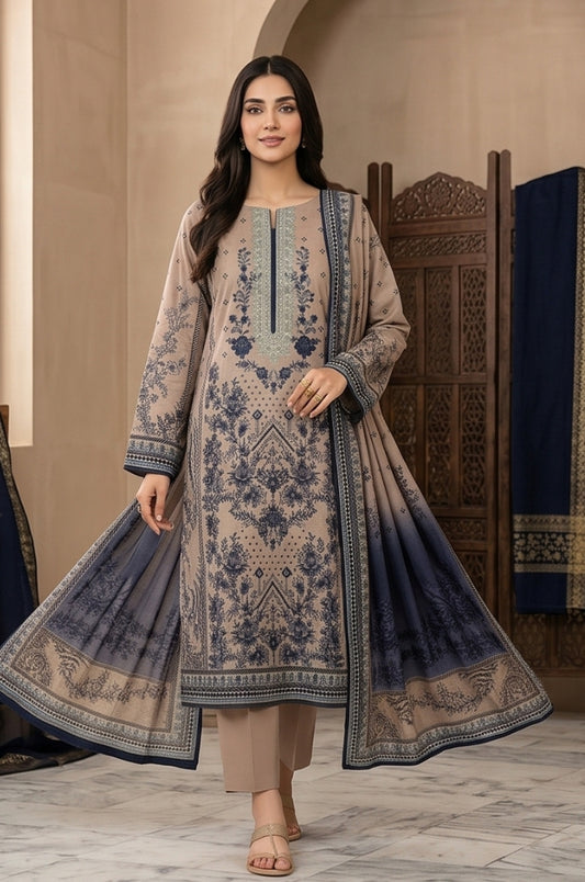3 Piece Lawn Unstitched Suit With Voile Lawn  Dupatta - 5042