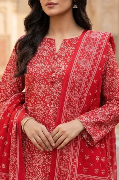 3 Piece Lawn Unstitched Suit With Lawn Dupatta - 4479