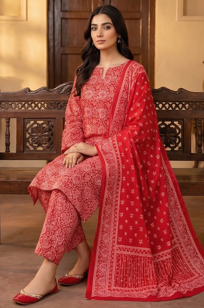 3 Piece Lawn Unstitched Suit With Lawn Dupatta - 4479