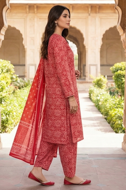 3 Piece Lawn Unstitched Suit With Lawn Dupatta - 4479