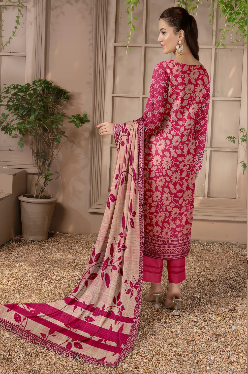 3 Piece Sabeen Premium Khaddar Unstitched Suit - 1107