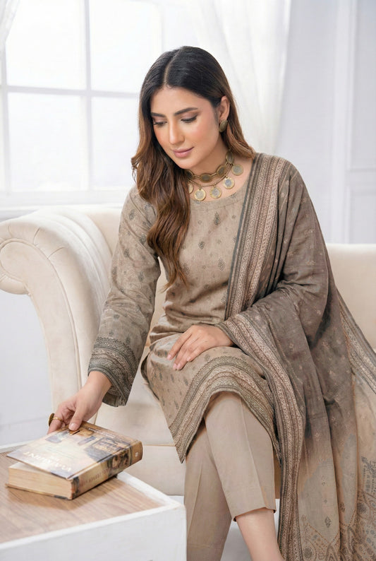 3 Piece Sabeen Premium Viscose Unstitched Suit - 1350
