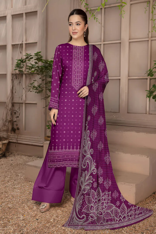 3 Piece Sabeen Premium Khaddar Unstitched Suit - 1106