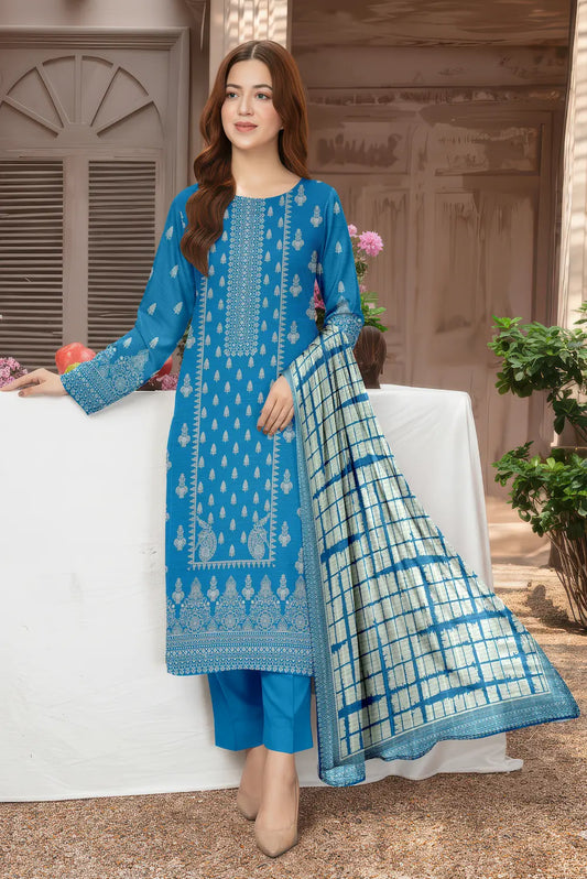 3 Piece Sabeen Premium Khaddar Unstitched Suit - 1105