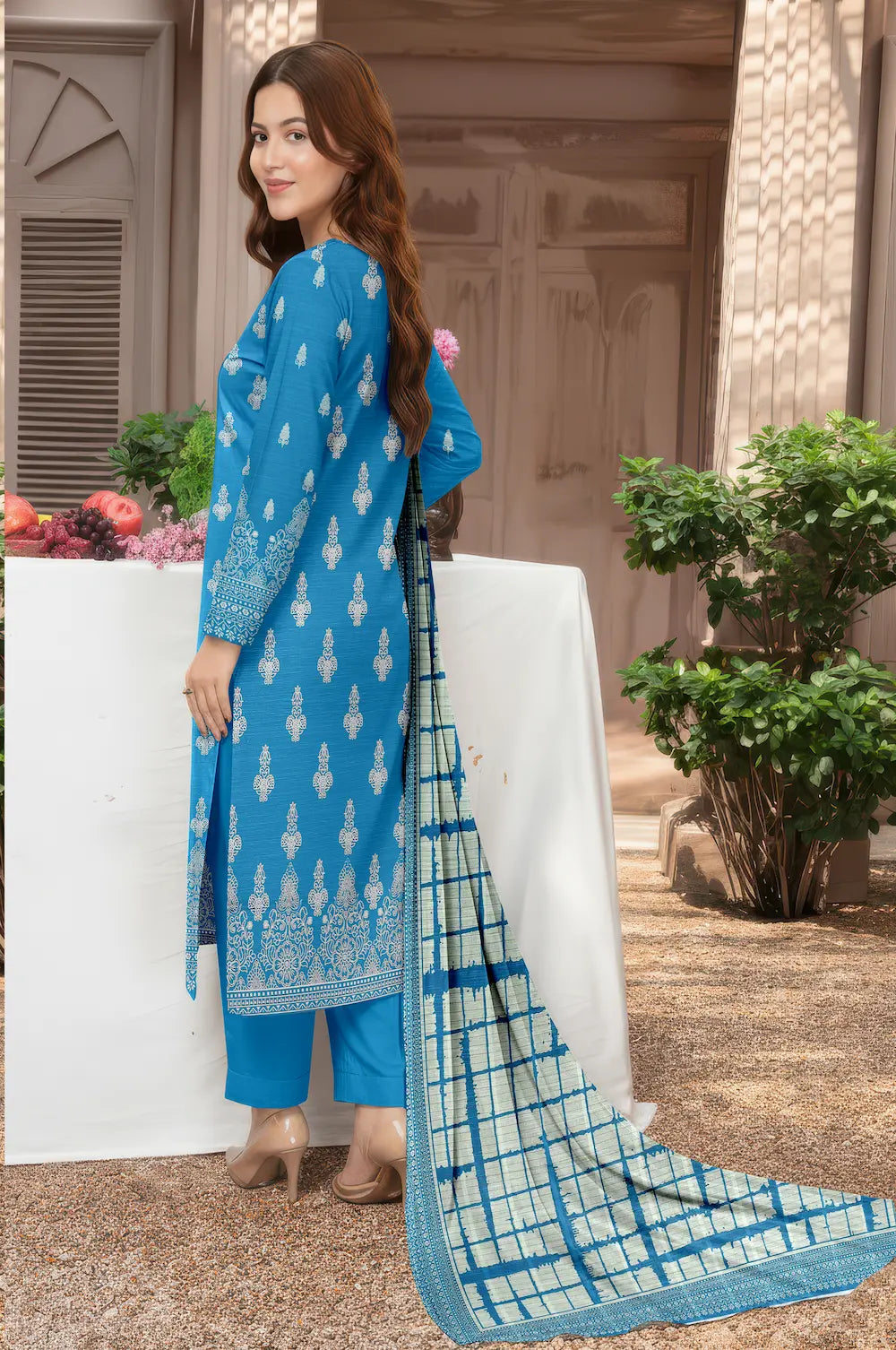 3 Piece Sabeen Premium Khaddar Unstitched Suit - 1105