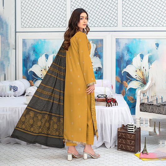 3-Piece Bana Dora Dhanak Embroidery Suit - 1202