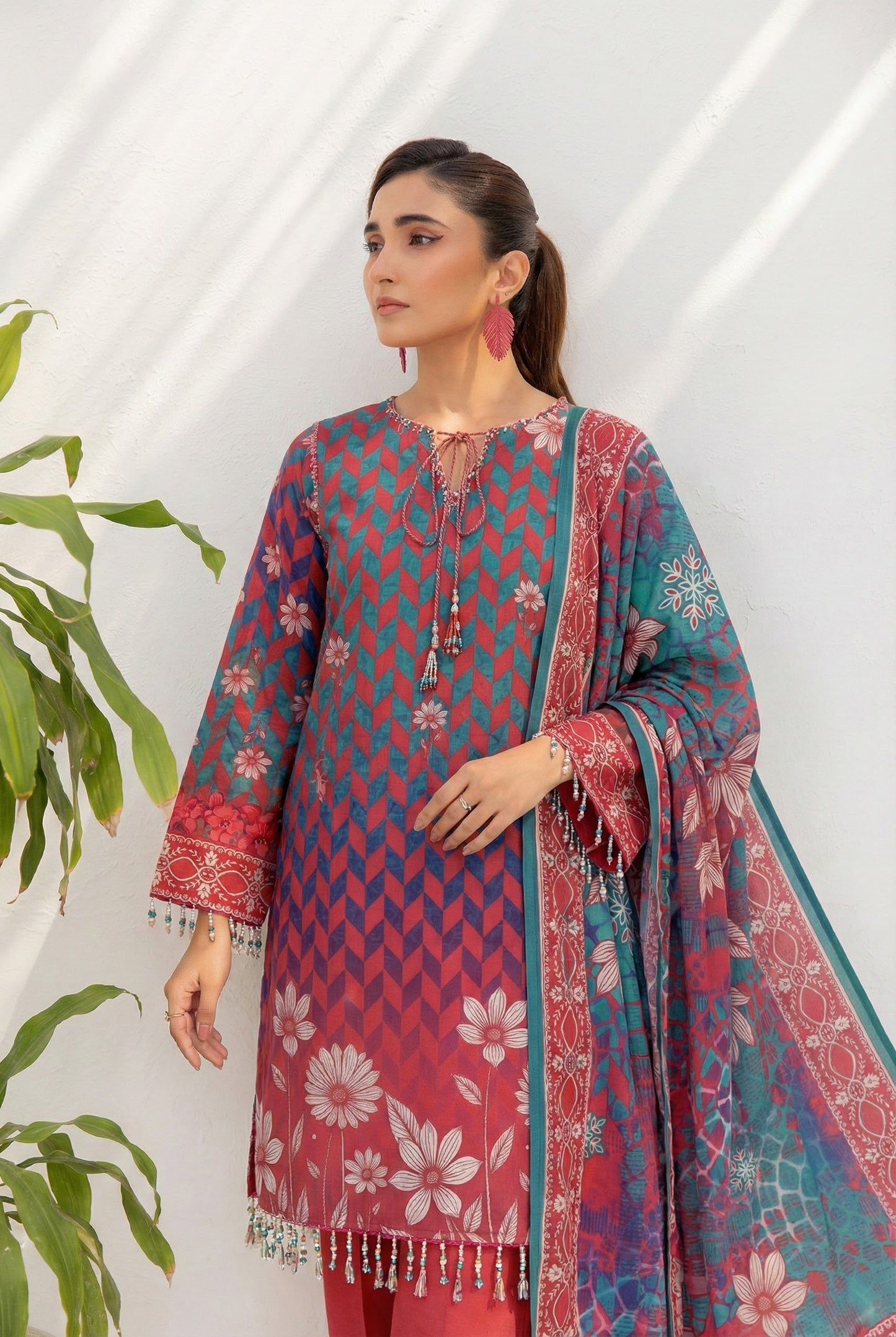 3 Piece Sabeen Premium Linen Unstitched Suit - 1502