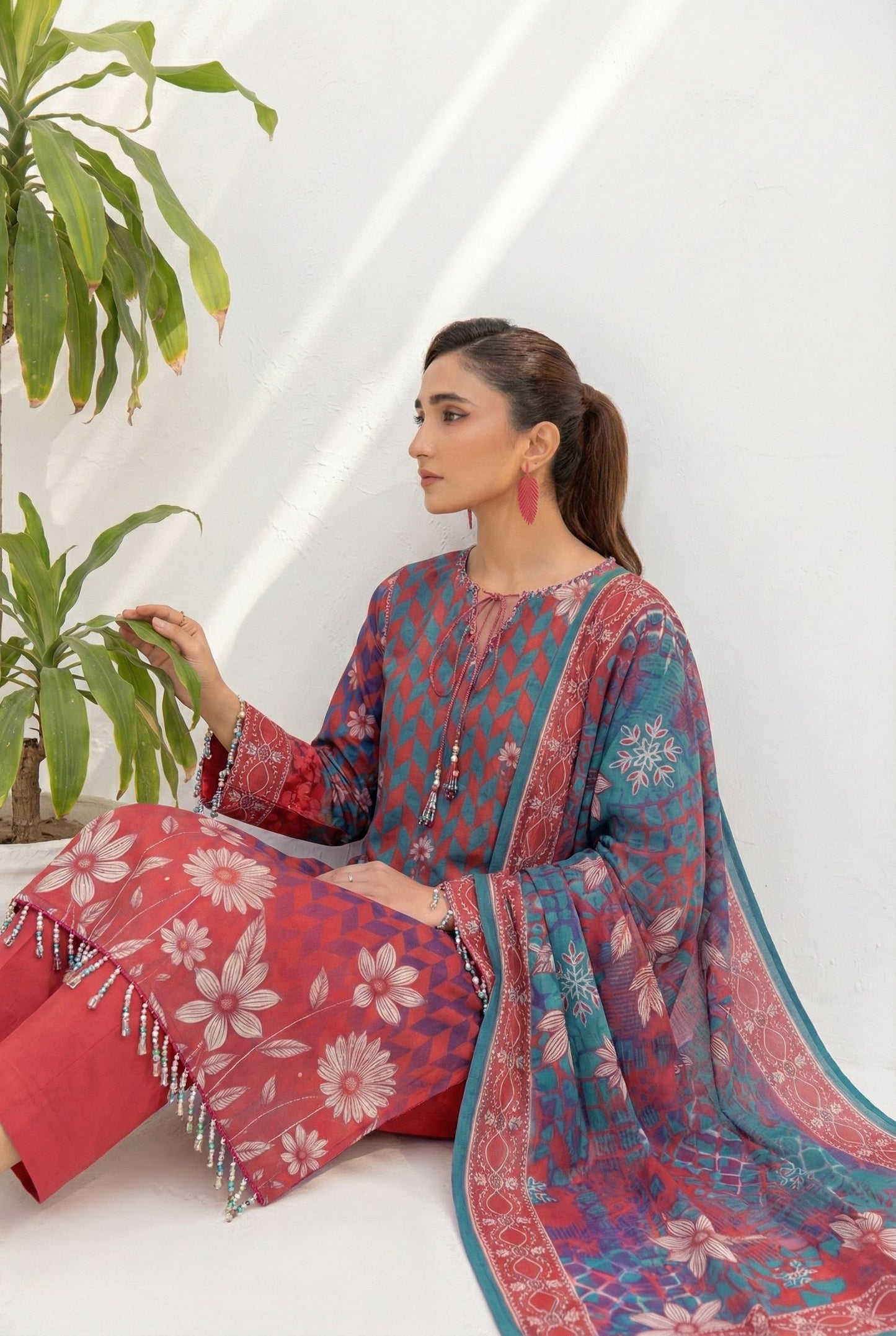 3 Piece Sabeen Premium Linen Unstitched Suit - 1502