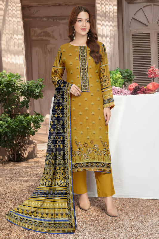 3 Piece Sabeen Premium Khaddar Unstitched Suit - 1103