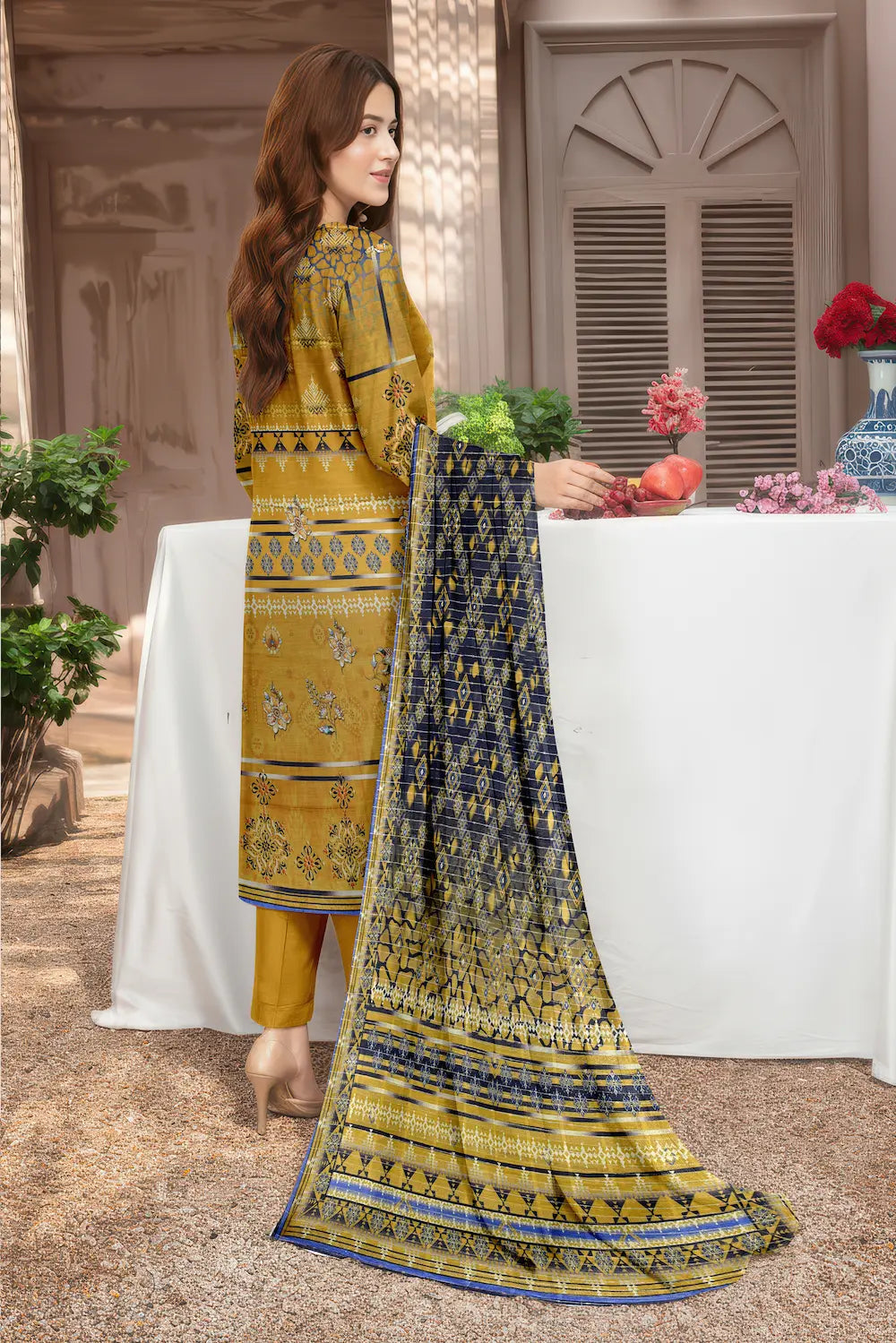 3 Piece Sabeen Premium Khaddar Unstitched Suit - 1103