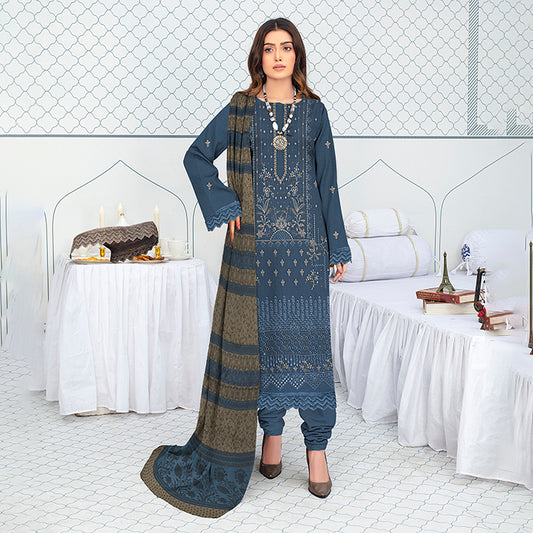 3-Piece Bana Dora Dhanak Embroidery Suit - 1203