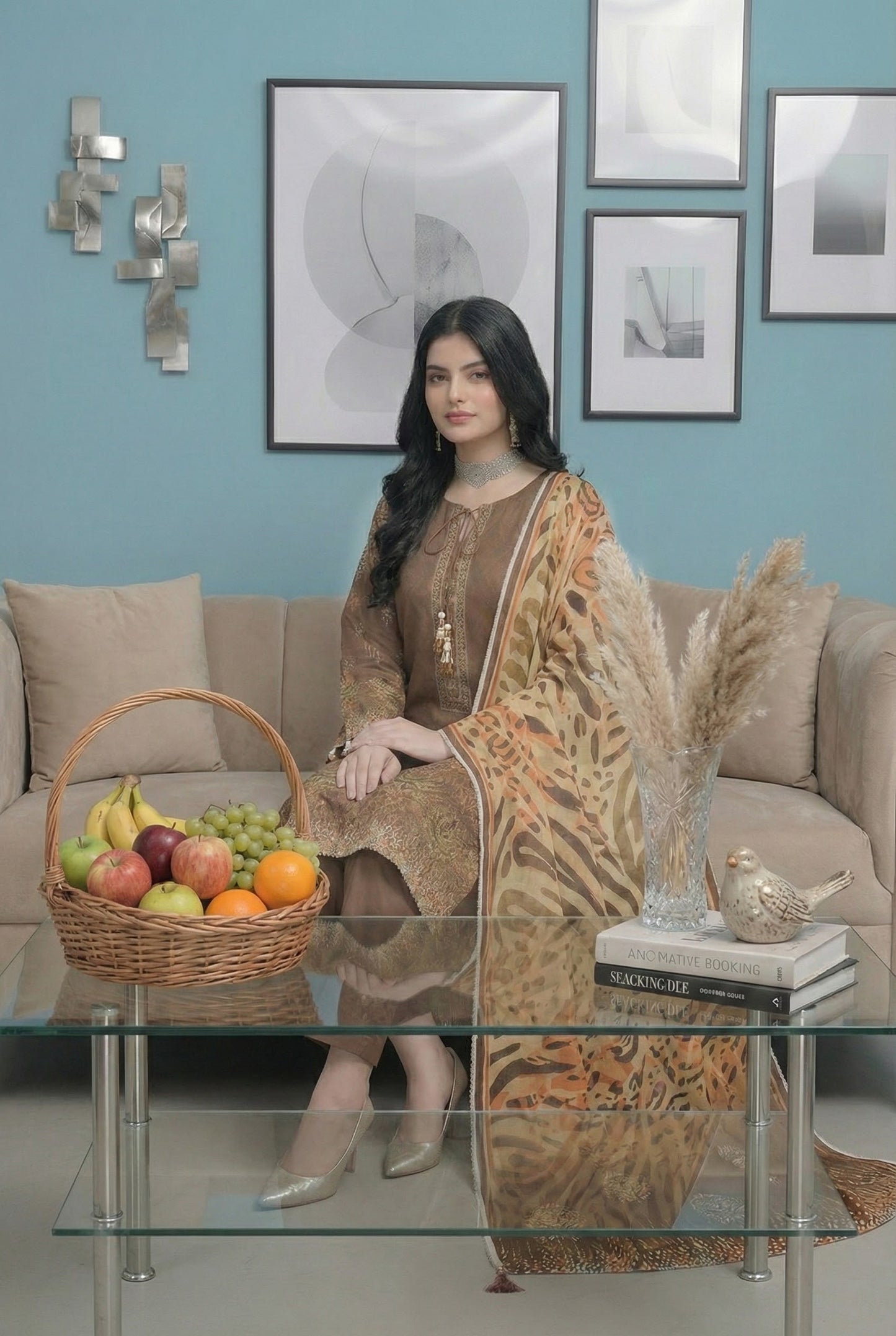 3 Piece Sabeen Premium Karandi Unstitched Suit - 1552