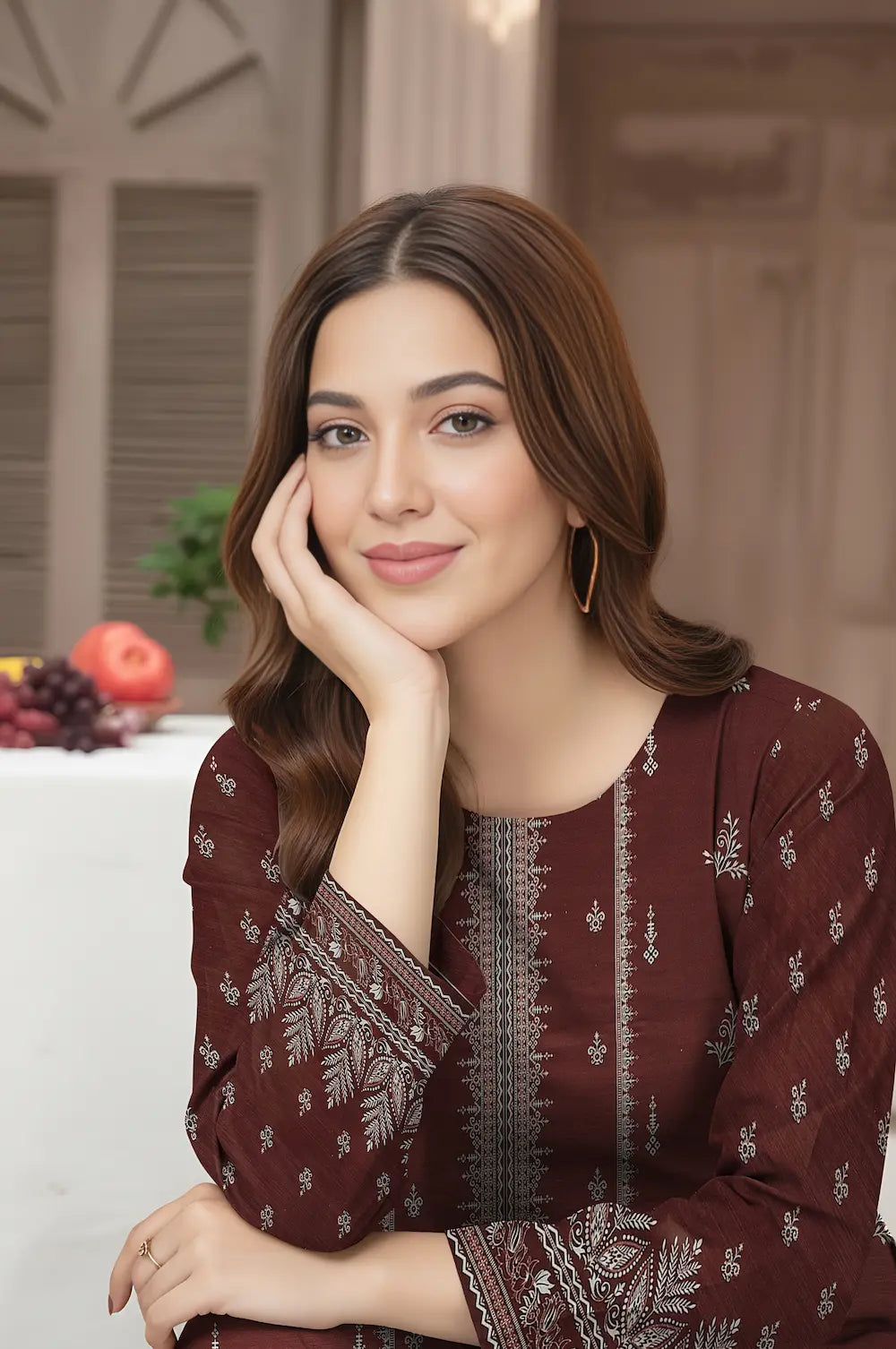 3 Piece Sabeen Premium Khaddar Unstitched Suit - 1101