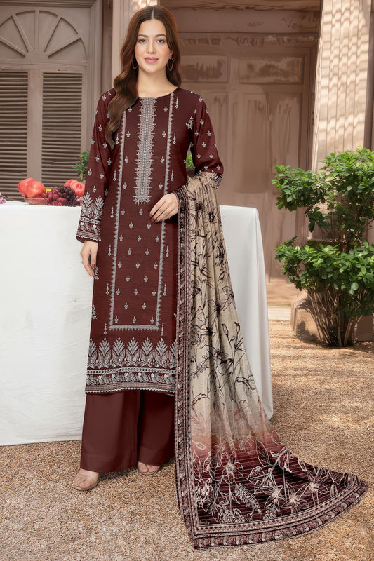 3 Piece Sabeen Premium Khaddar Unstitched Suit - 1101