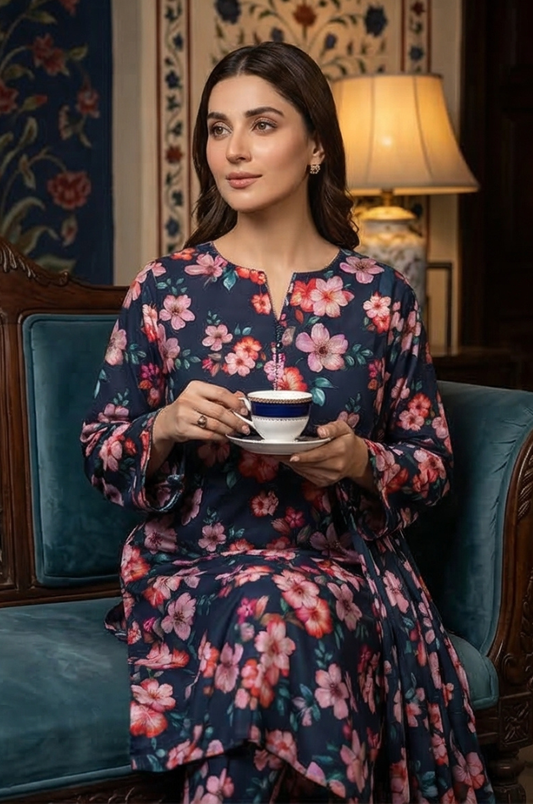 2 Piece Lawn All Over Unstitched Suit - 4434