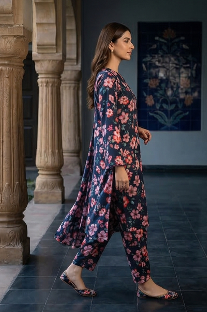 2 Piece Lawn All Over Unstitched Suit - 4434