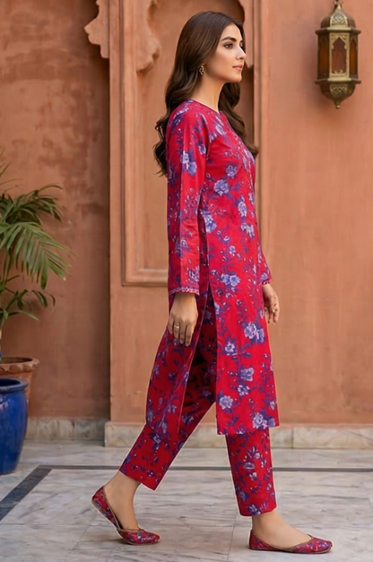 2 Piece Lawn All Over Unstitched Suit - 4433