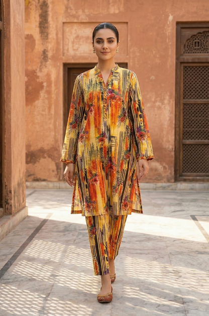 2 Piece Lawn All Over Unstitched Suit - 4432
