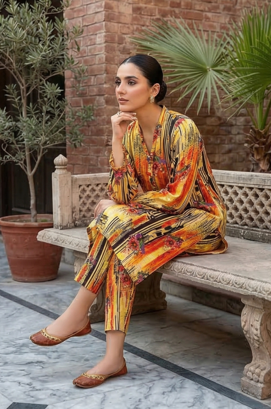 2 Piece Lawn All Over Unstitched Suit - 4432