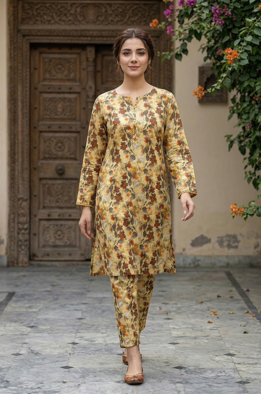 2 Piece Lawn All Over Unstitched Suit - 4431