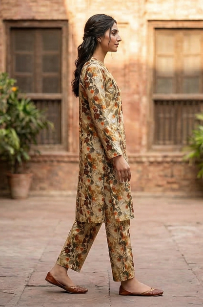 2 Piece Lawn All Over Unstitched Suit - 4431