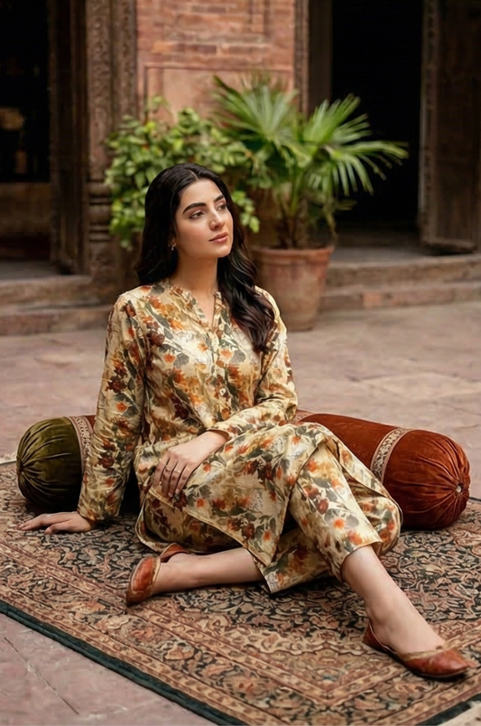2 Piece Lawn All Over Unstitched Suit - 4431