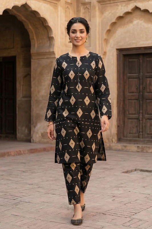 2 Piece Lawn All Over Unstitched Suit - 4430