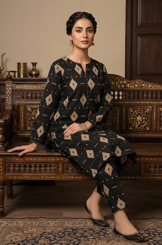 2 Piece Lawn All Over Unstitched Suit - 4430