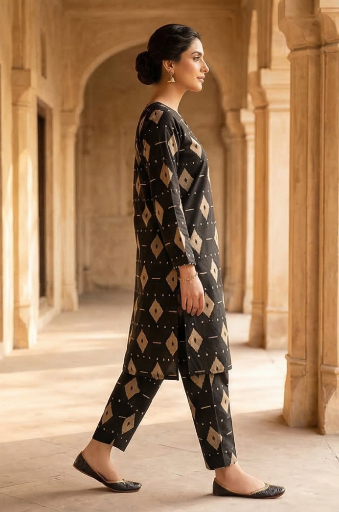 2 Piece Lawn All Over Unstitched Suit - 4430