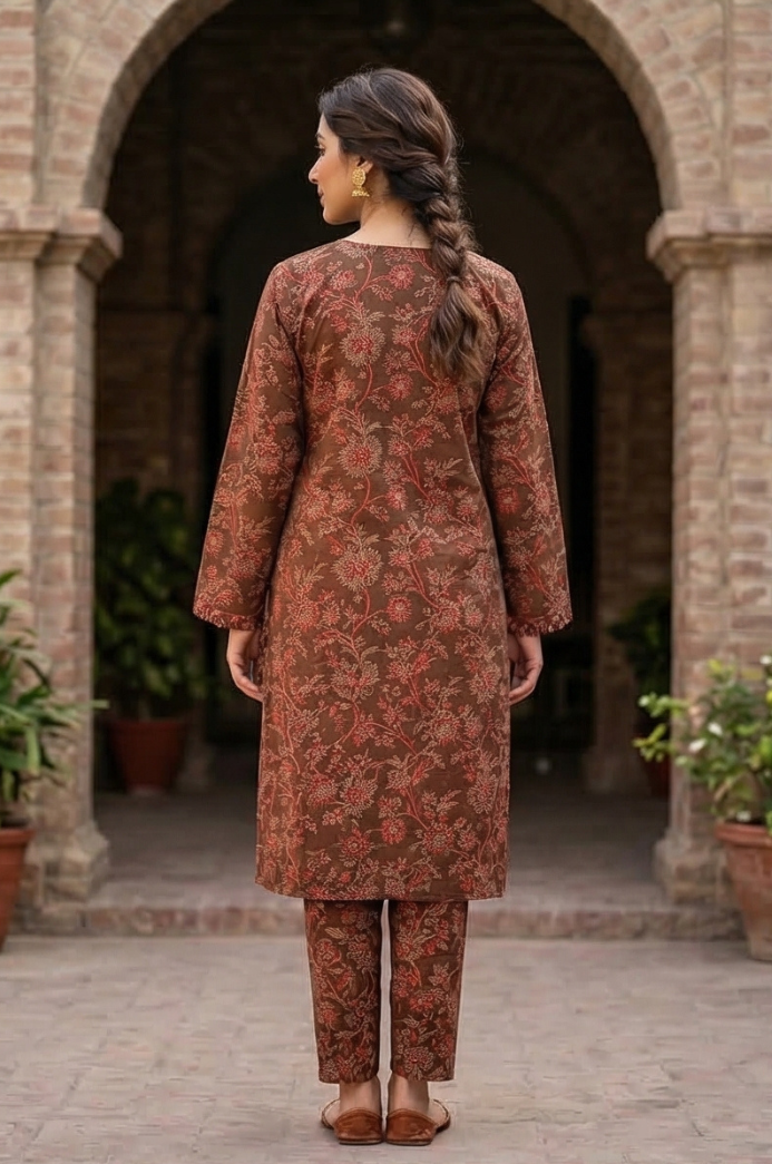 2 Piece Lawn All Over Unstitched Suit - 4428
