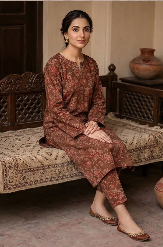 2 Piece Lawn All Over Unstitched Suit - 4428