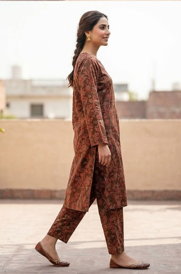 2 Piece Lawn All Over Unstitched Suit - 4428