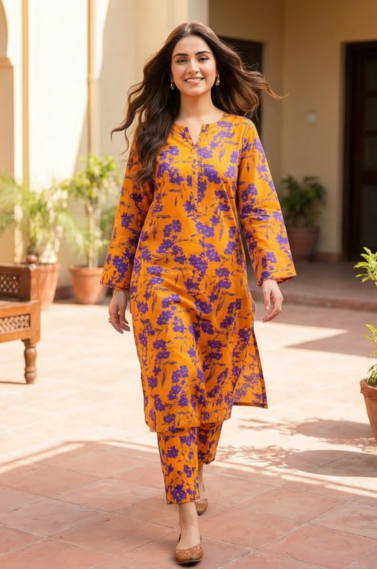 2 Piece Lawn All Over Unstitched Suit - 4427