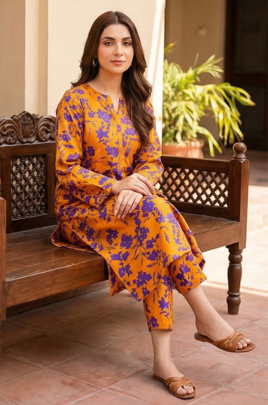 2 Piece Lawn All Over Unstitched Suit - 4427