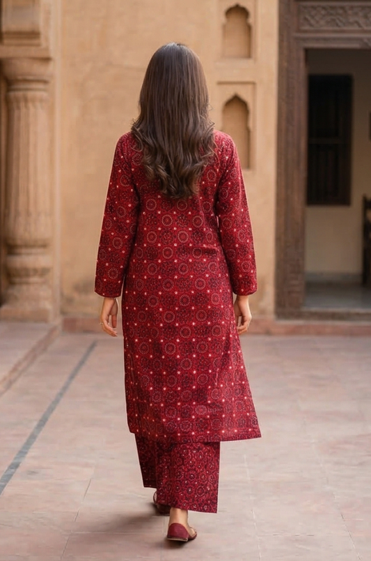 2 Piece Lawn All Over Unstitched Suit - 4426