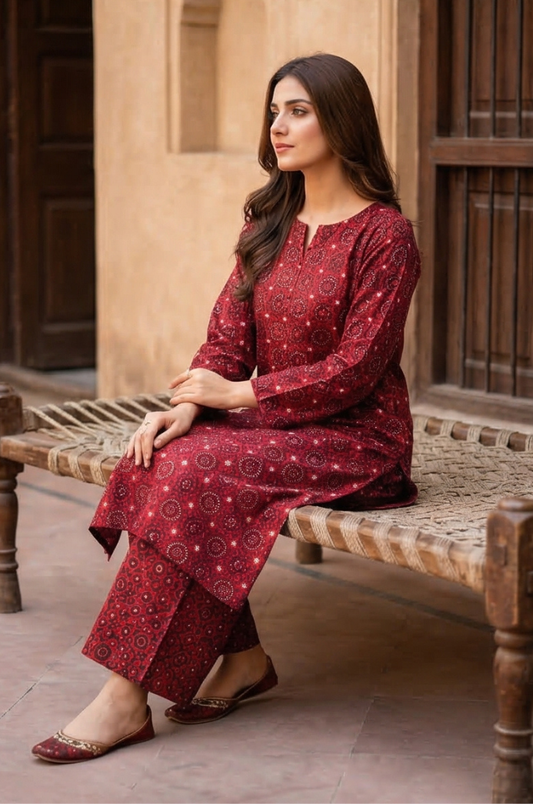 2 Piece Lawn All Over Unstitched Suit - 4426
