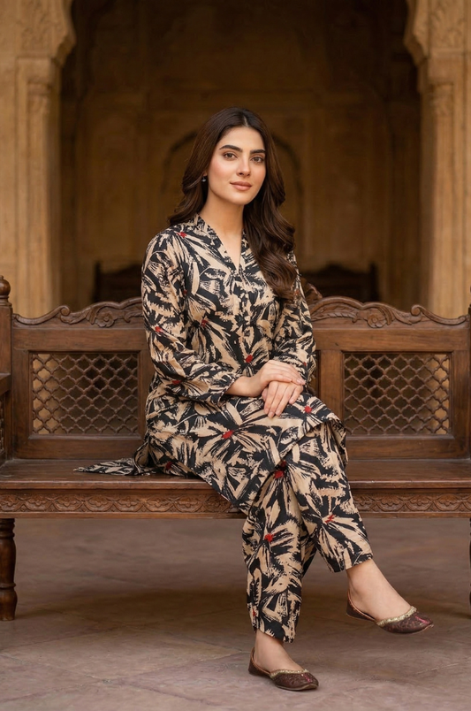 2 Piece Lawn All Over Unstitched Suit - 4425
