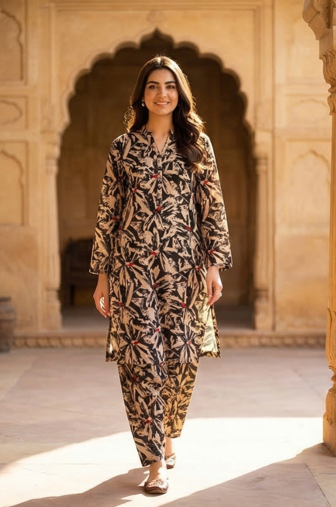 2 Piece Lawn All Over Unstitched Suit - 4425