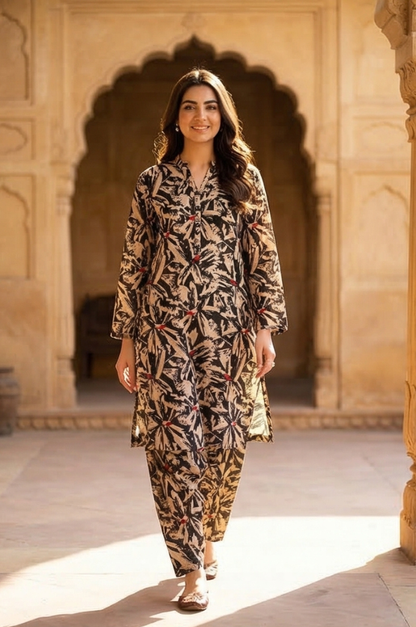 2 Piece Lawn All Over Unstitched Suit - 4425