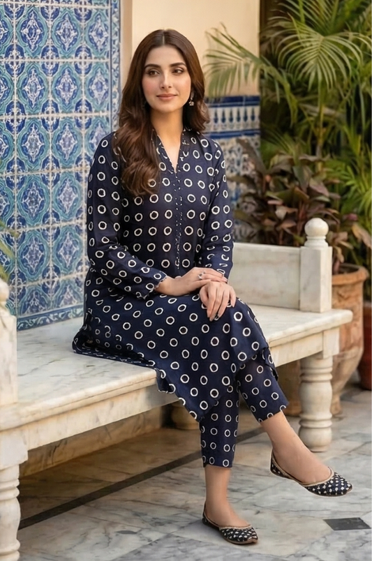 2 Piece Lawn All Over Unstitched Suit - 4423
