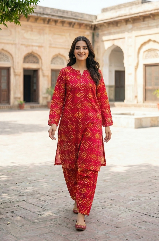 2 Piece Lawn All Over Unstitched Suit - 4424