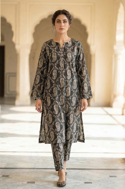 2 Piece Lawn All Over Unstitched Suit - 4422