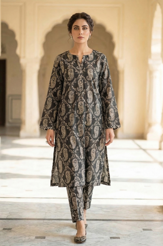 2 Piece Lawn All Over Unstitched Suit - 4422