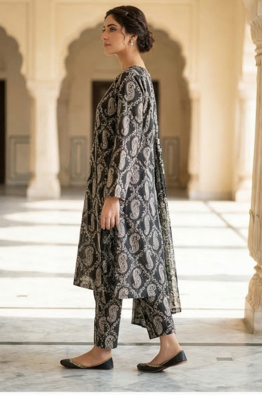 2 Piece Lawn All Over Unstitched Suit - 4422