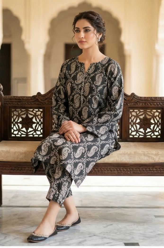 2 Piece Lawn All Over Unstitched Suit - 4422