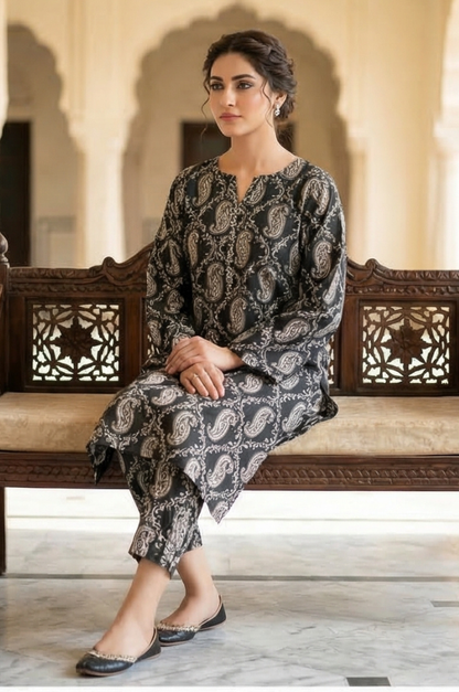 2 Piece Lawn All Over Unstitched Suit - 4422