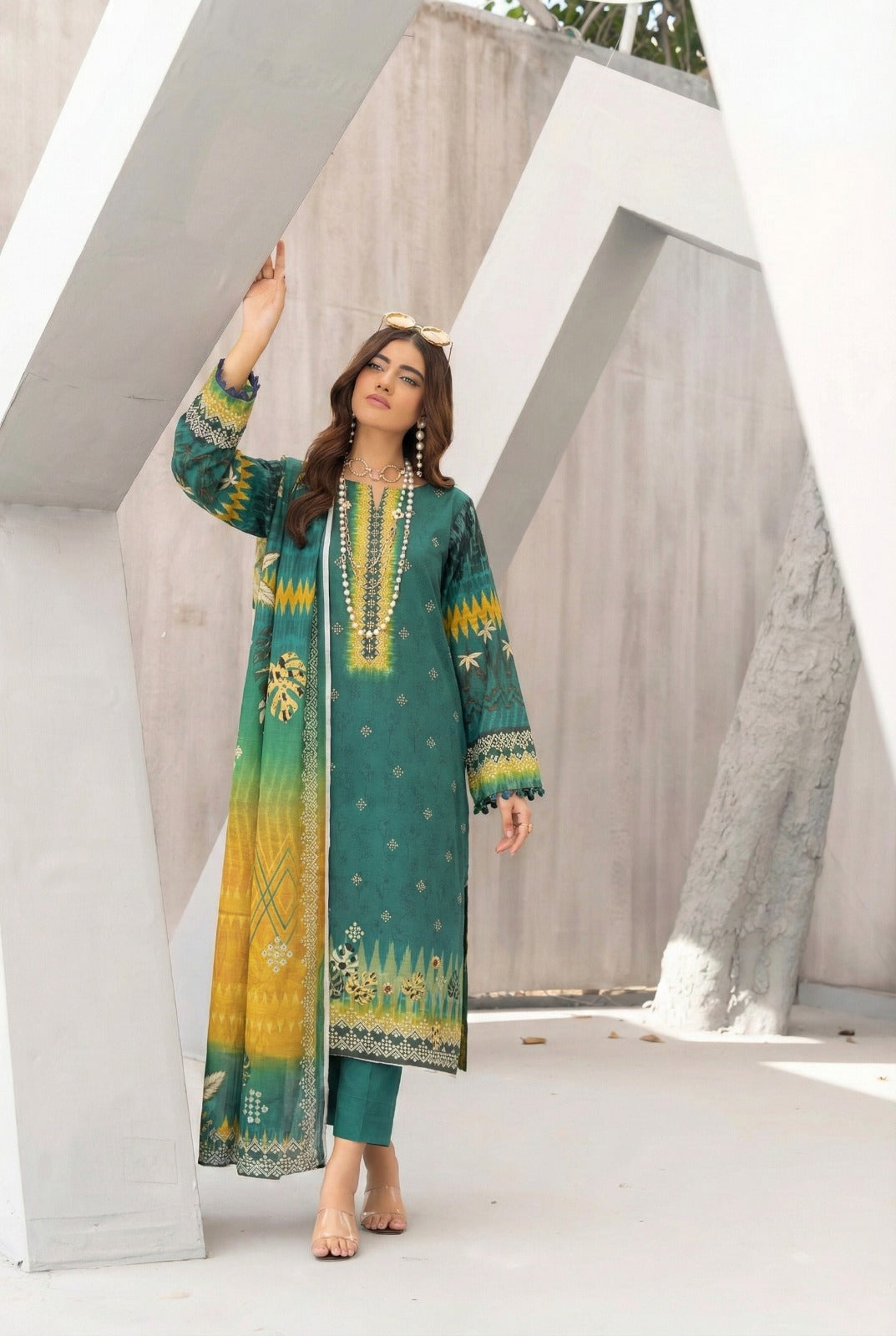 3 Piece Sabeen Premium Khaddar Unstitched Suit - 1320