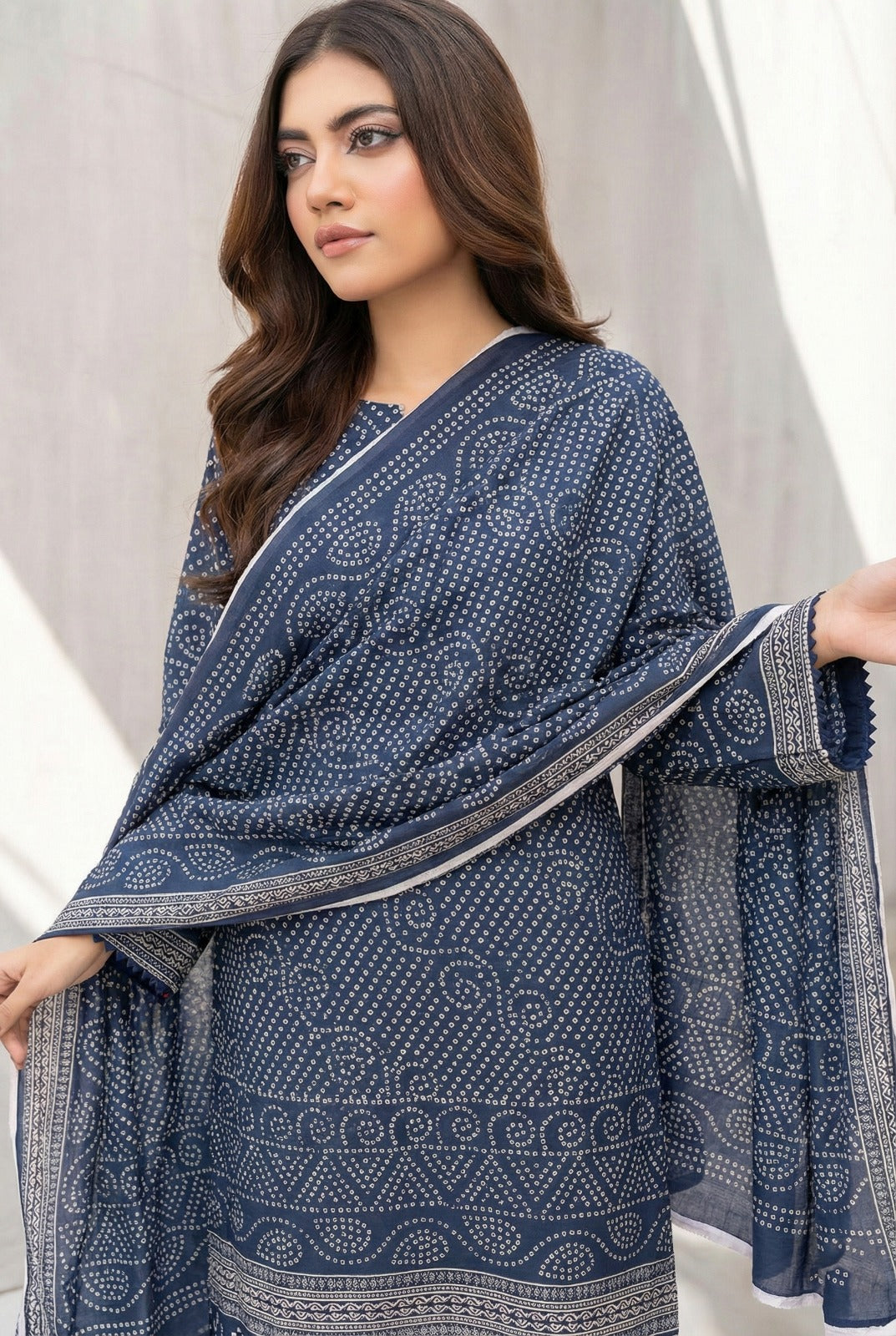 3 Piece Sabeen Premium Khaddar Unstitched Suit - 1324