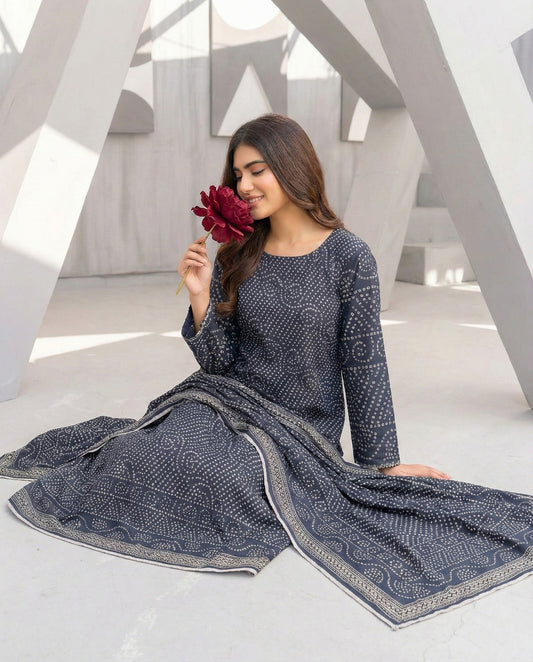 3 Piece Sabeen Premium Khaddar Unstitched Suit - 1324